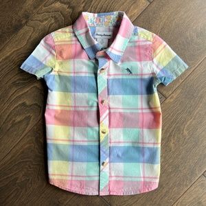 Tommy Bahama Boys Plaid Short Sleeve Button Down Shirt - 2T